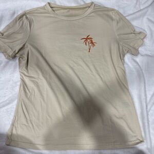 SHEIN Cream Palm Graphic Tee